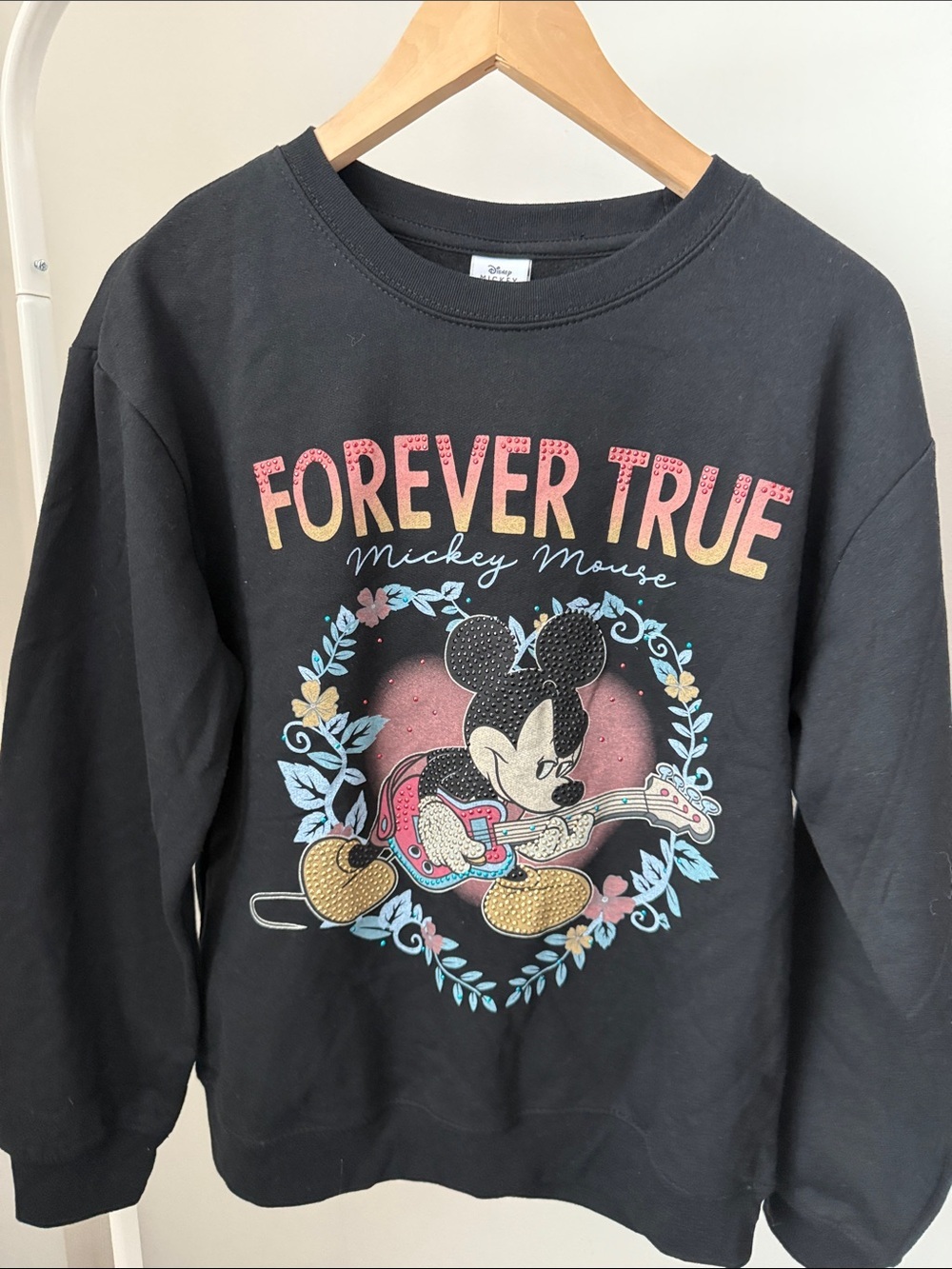 Disney Mickey Mouse "Forever True" Black  Sweatshirt